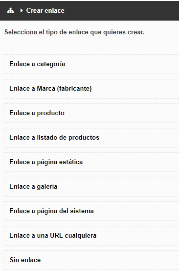 Creación enlaces Shopincloud